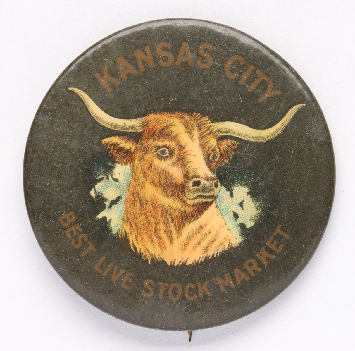 KANSAS CITY BEST LIVE STOCK MARKET PINBACK BUTTON