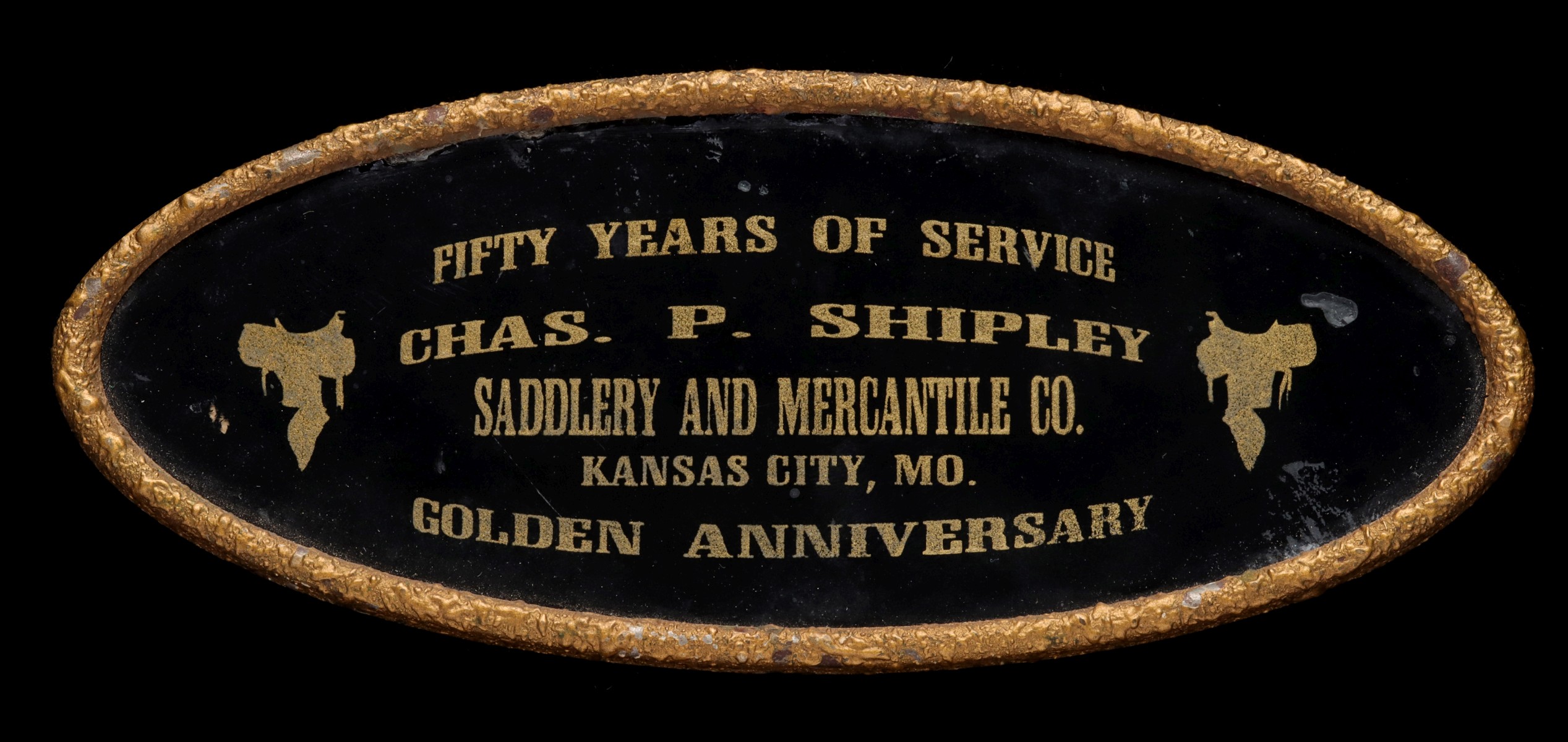 A REVERSE PAINTED SIGN FOR CHAS P. SHIPLEY CIRCA 1935