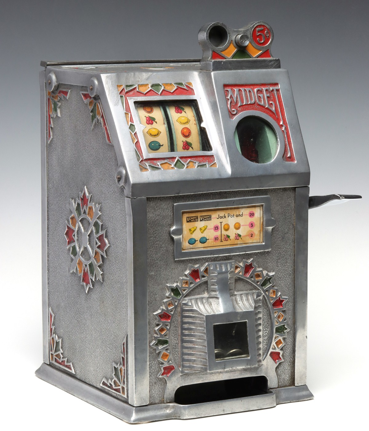 A 1930s VENDET MFG 'MIDGET' FIVE CENT SLOT MACHINE