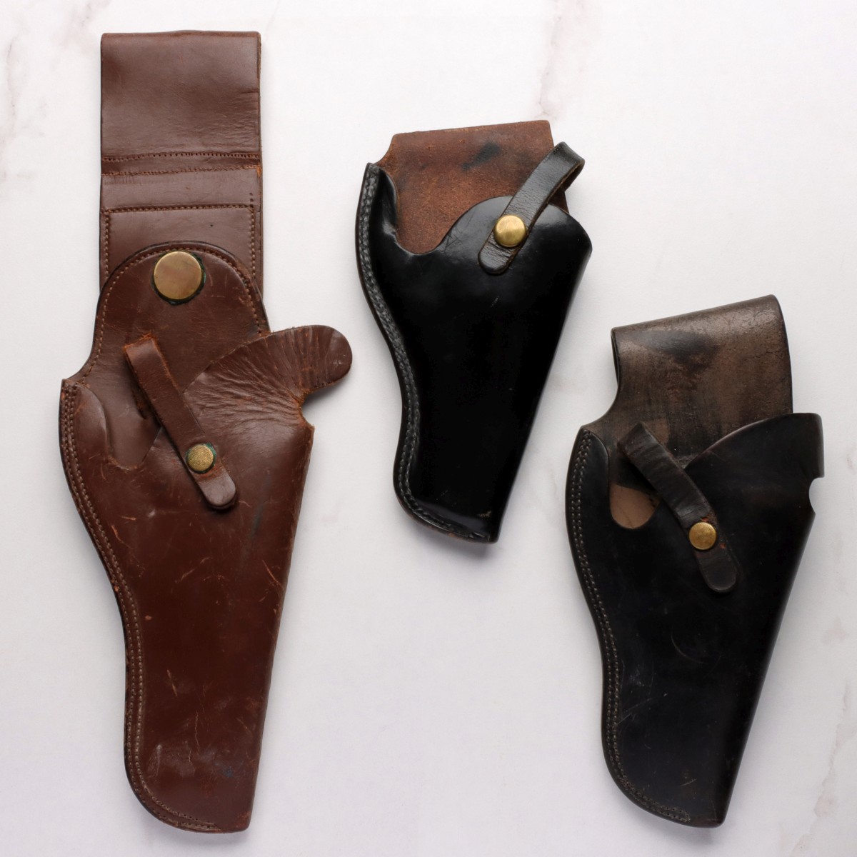 VINTAGE LEATHER GUN HOLSTERS STAMPED C. P. SHIPLEY