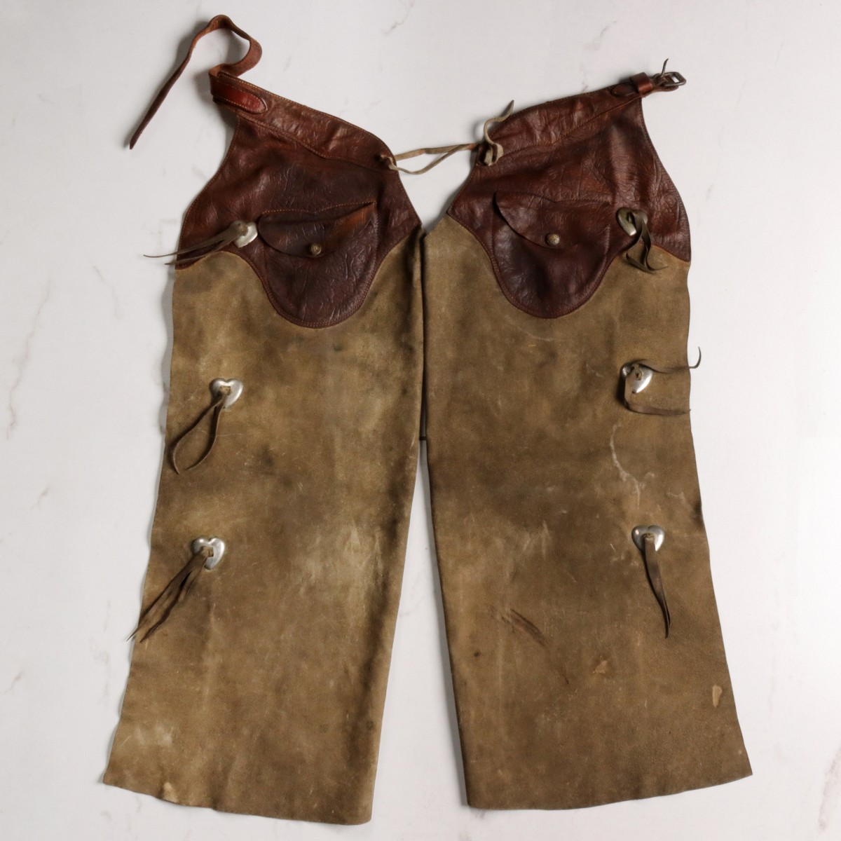 SHIPLEY SUEDED CHAPS WITH NUBUCK AND HEART CONCHOS