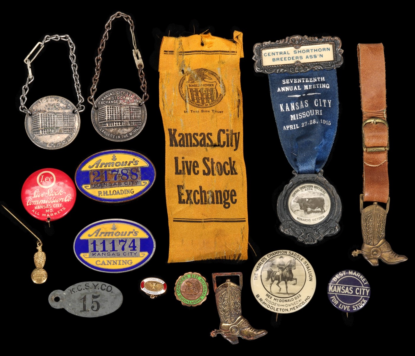 KANSAS CITY LIVE STOCK & MEAT PACKER BADGES & RIBBONS