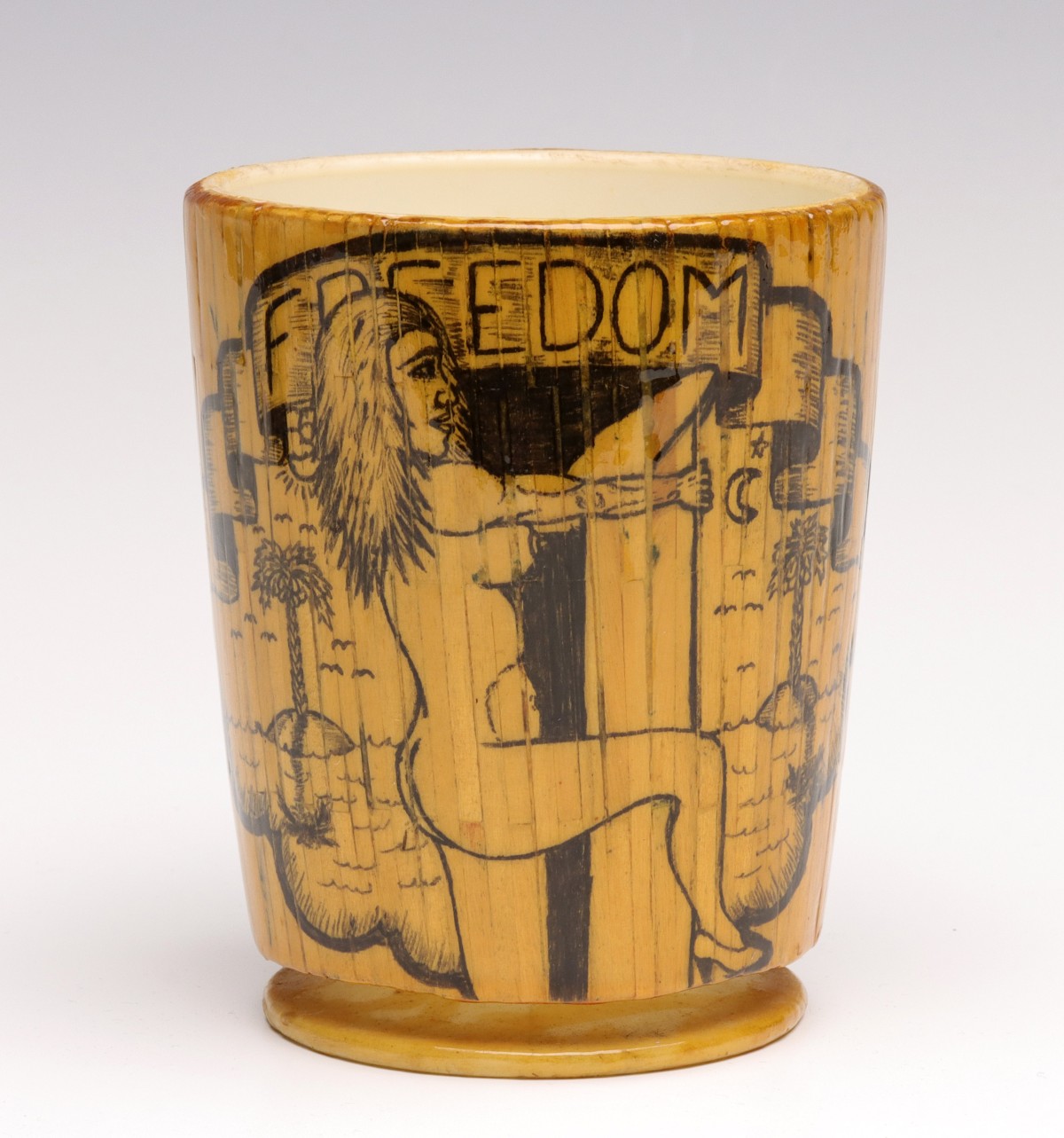 LATE 20TH CENTURY PRISON ART ON WHIRLEY PLASTIC MUG