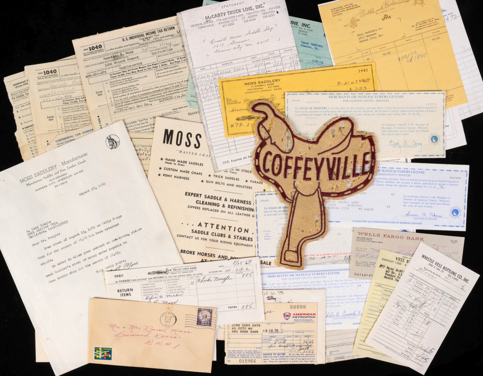 A COLLECTION OF DOCUMENTS AND RECEIPTS OF MOSS SADDLERY