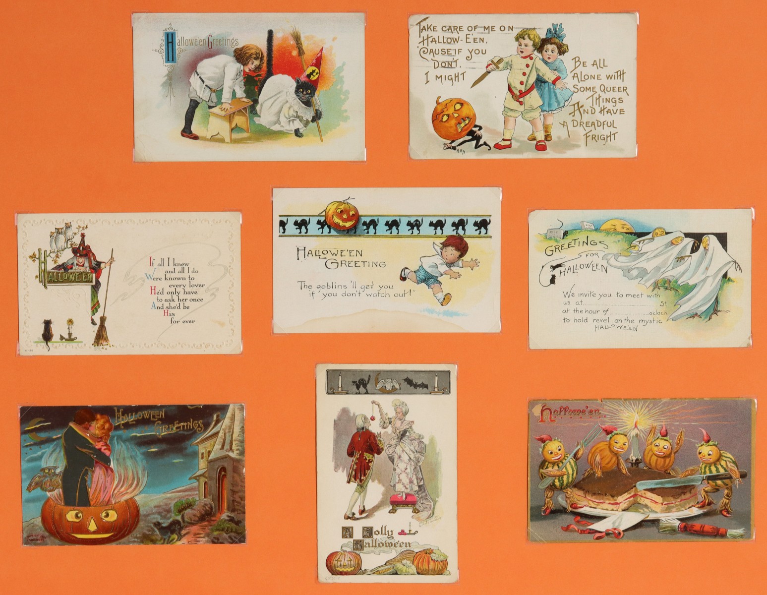 EIGHT ANTIQUE HALLOWEEN POST CARDS