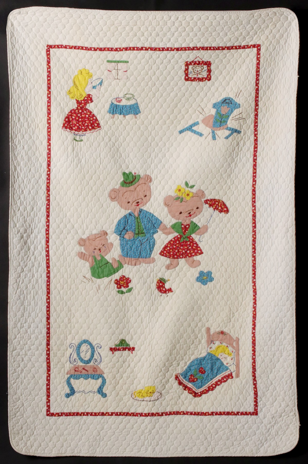 GOLDILOCKS & THREE BEARS APPLIQUE BABY QUILT