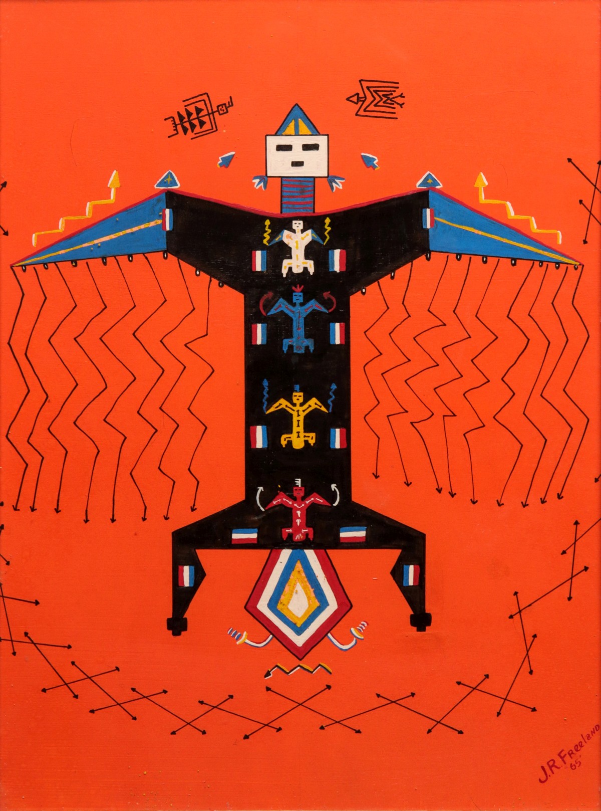 ACRYLIC RENDITION OF NAVAJO MEDICINE MAN SAND PAINTING