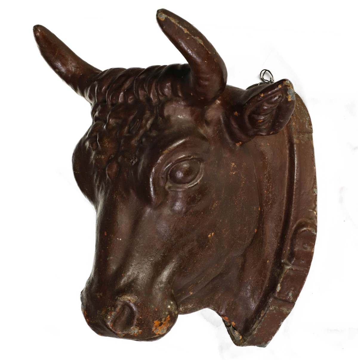 A 19TH CENT MOLDED ZINC STEER HEAD BUTCHER'S TRADE SIGN