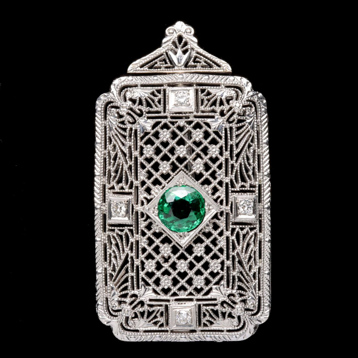 AN EDWARDIAN 14K WHITE GOLD AND PLATINUM PIN | PENDANT