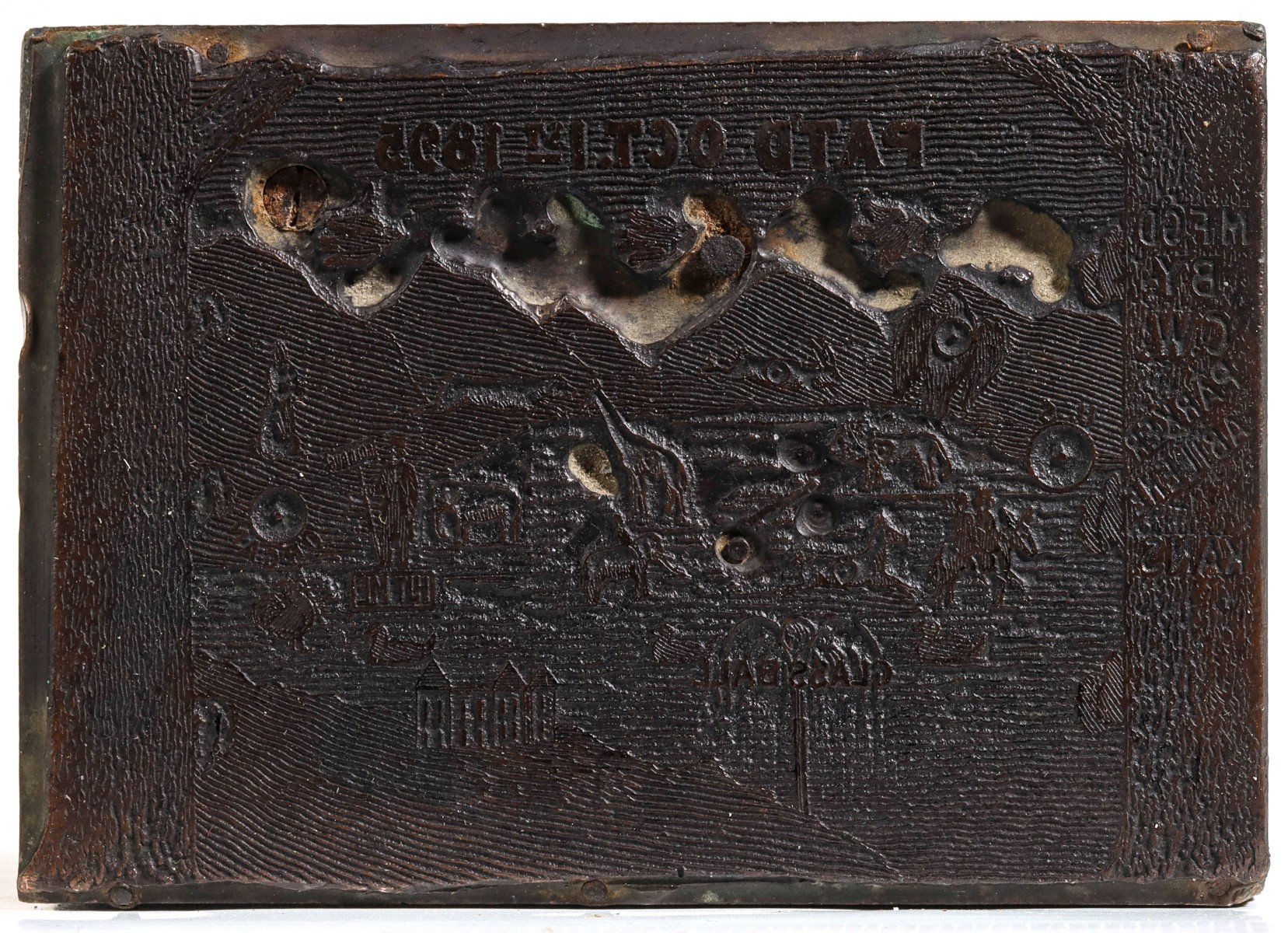 AN 1895 C.W. PARKER ENGRAVED COPPER PRINTER'S BLOCK