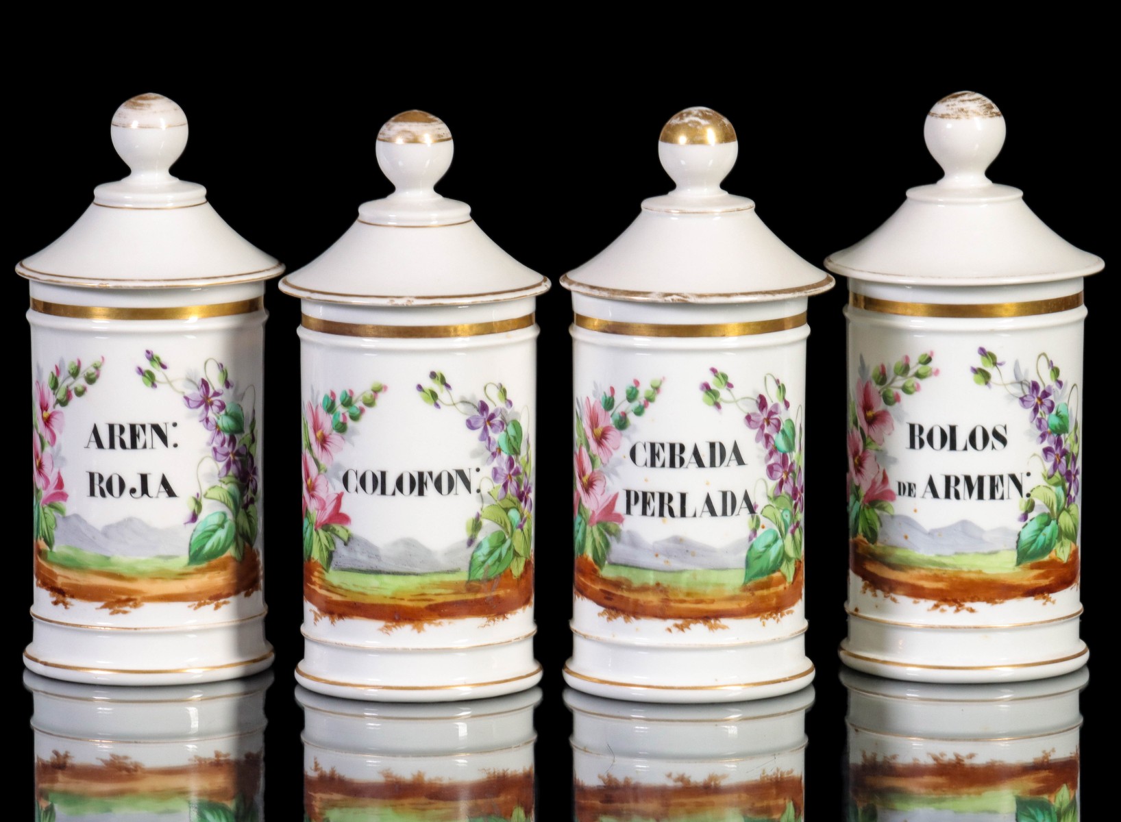 FRENCH PORCELAIN APOTHECARY JARS SIGNED L. CAUT PARIS