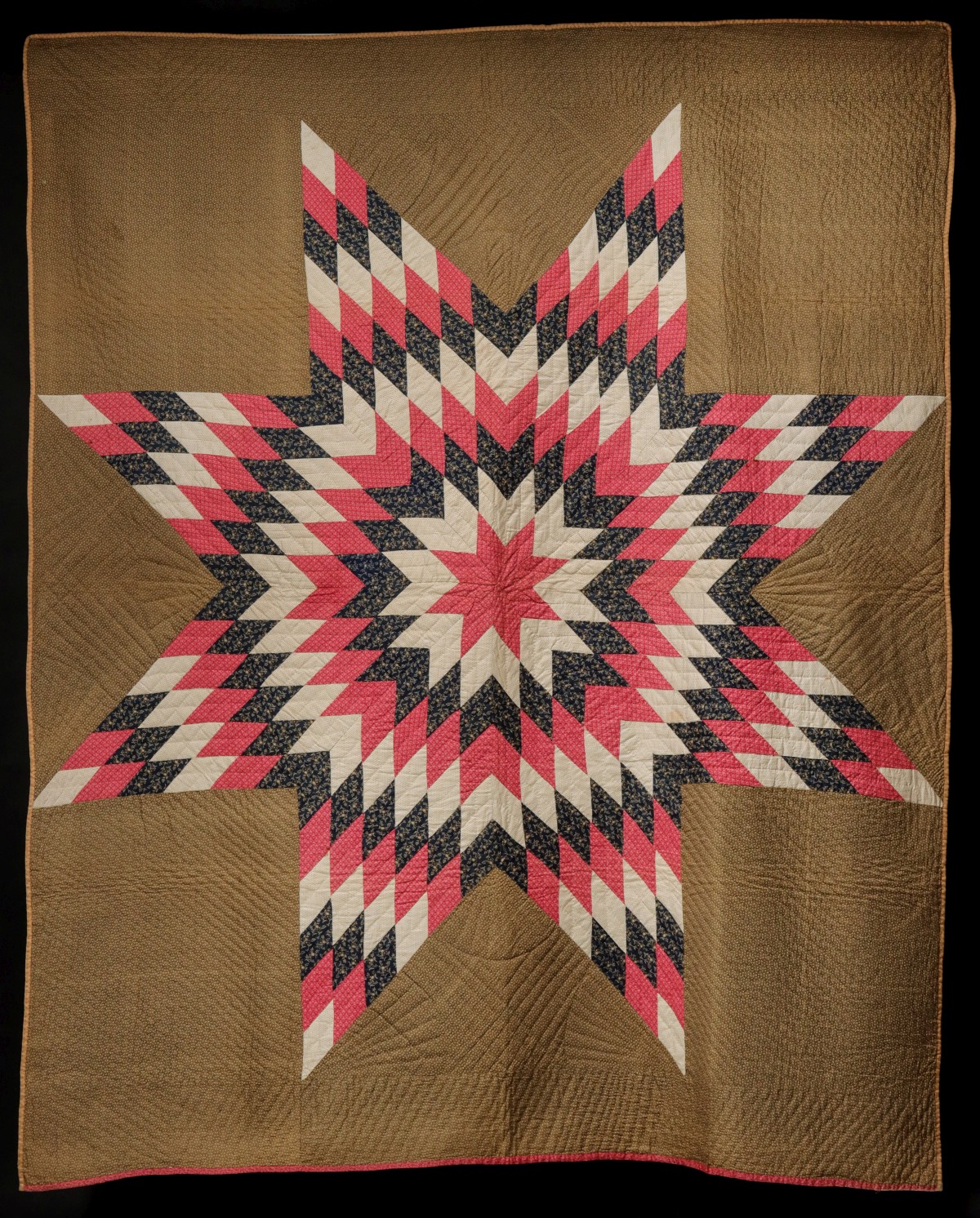 AN EYE DAZZLING RED, WHITE AND BLUE LONE STAR QUILT