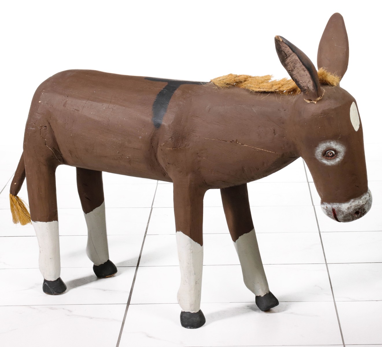 DAVID ALVAREZ CARVED AND PAINTED FOLK ART BURRO