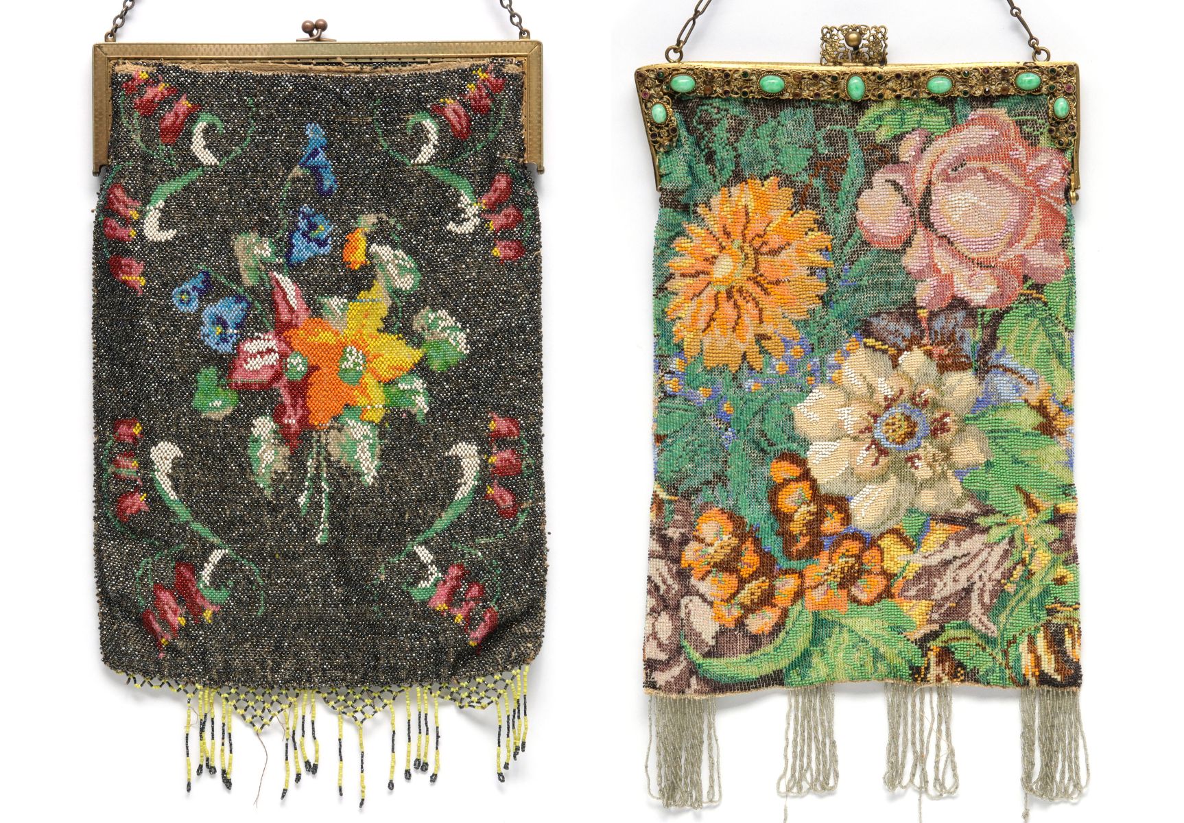 TWO LARGE 1920s FRENCH BEADED BAGS