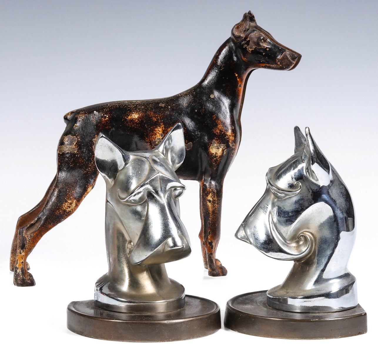 RARE FRANKART BOOKENDS AND HUBLEY DOBERMAN PINSCHER