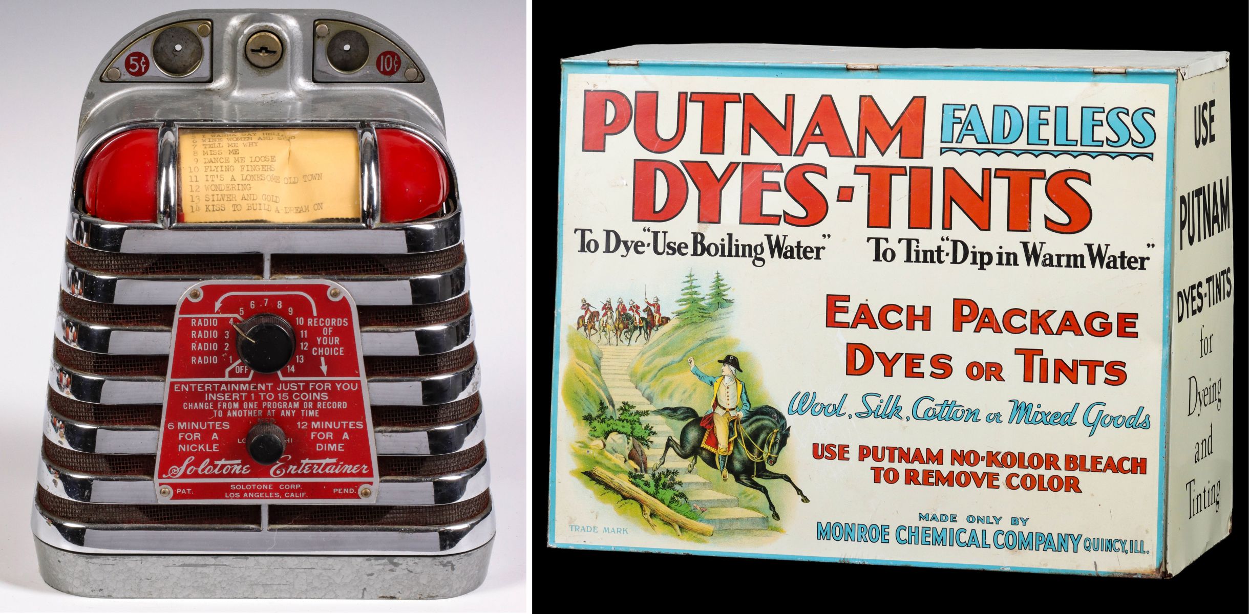 PUTNAM DYE CABINET AND SOLOTONE 1940s COIN-OP WALLBOX