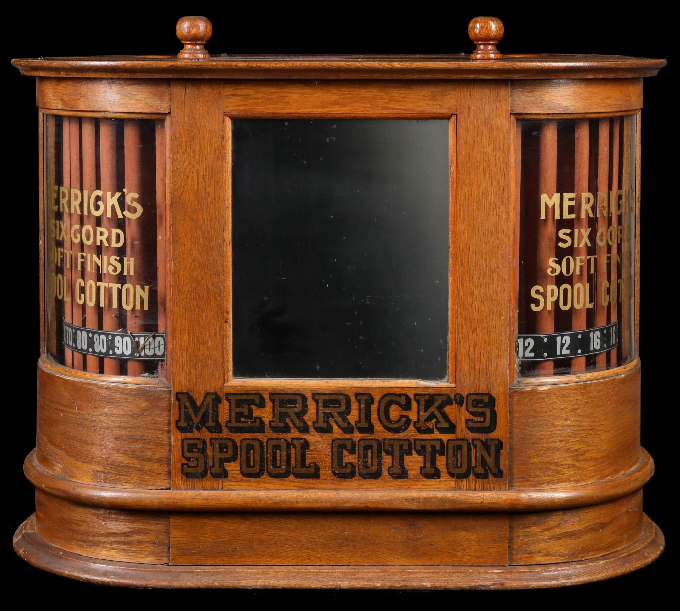 A GOOD MERRICK'S DOUBLE SPOOL CABINET WITH CURVED GLASS