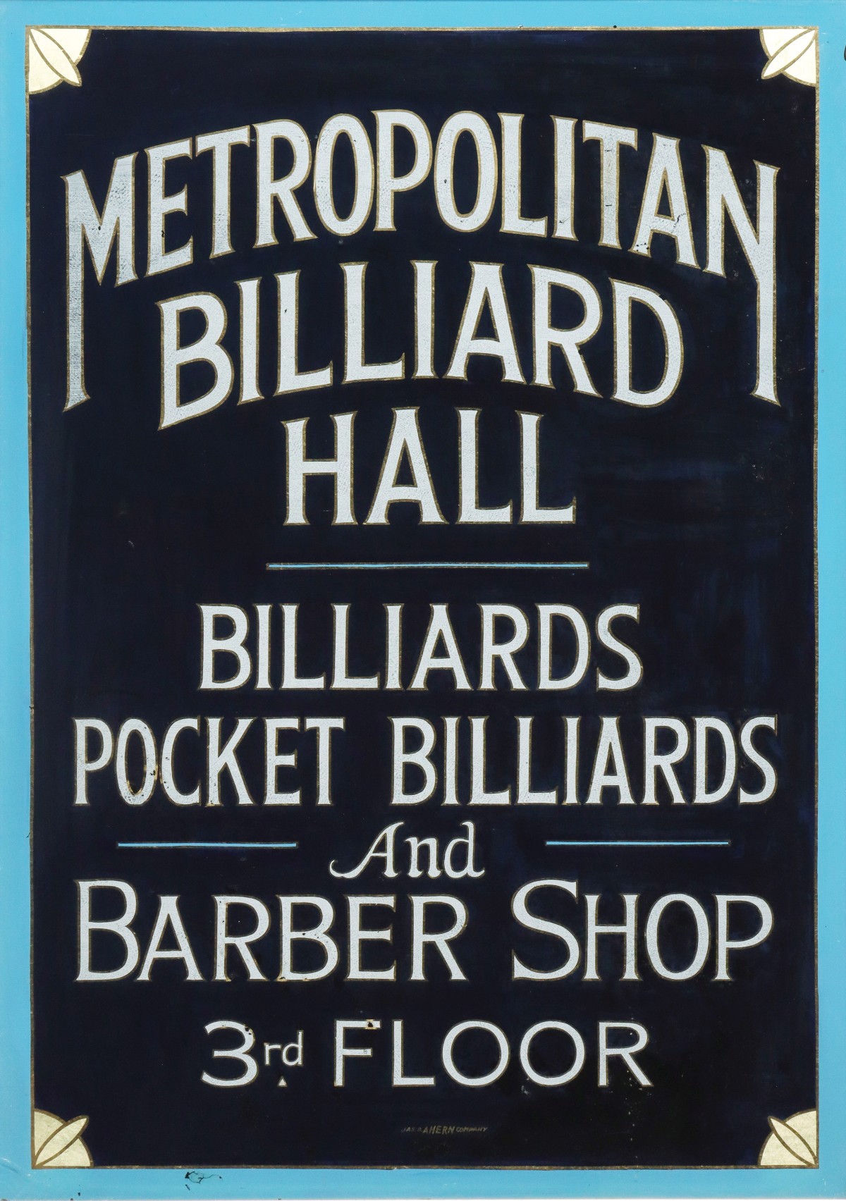 A REVERSE PAINTED BILLIARDS HALL & BARBER SHOP SIGN