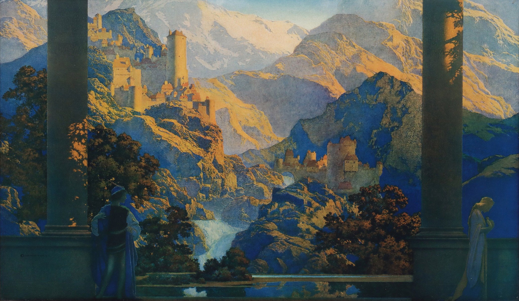 A SCARCE 1920s MAXFIELD PARRISH PRINT TITLED 'ROMANCE'