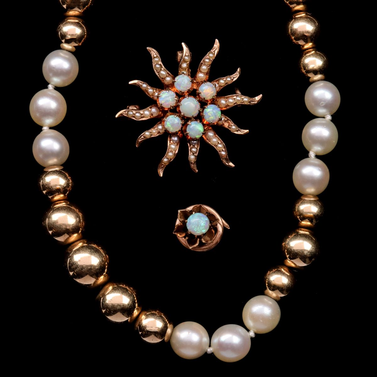 ANTIQUE AND VINTAGE KARAT GOLD AND PEARL ESTATE JEWELRY