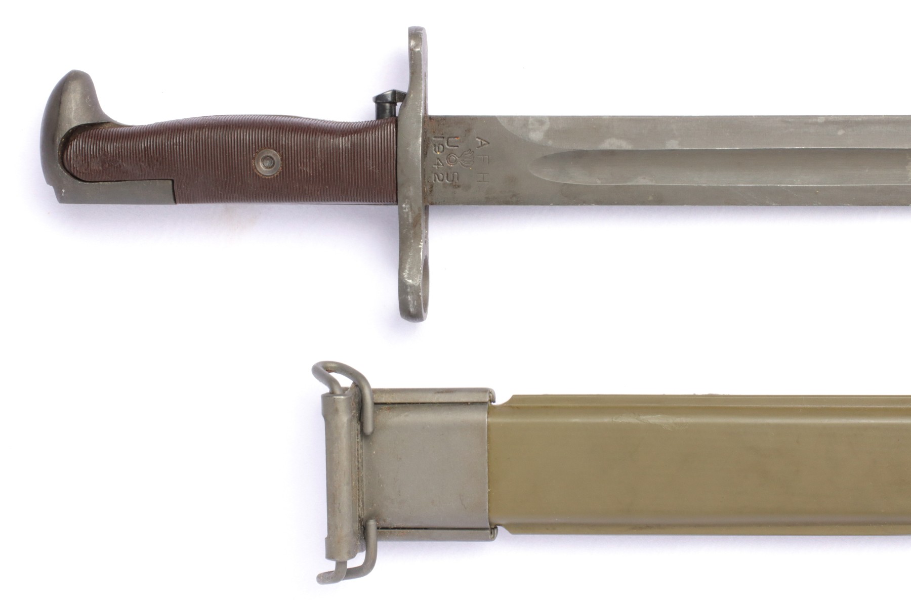 US ARMY M1942 AFH SPRINGFIELD BAYONET AND SCABBARD