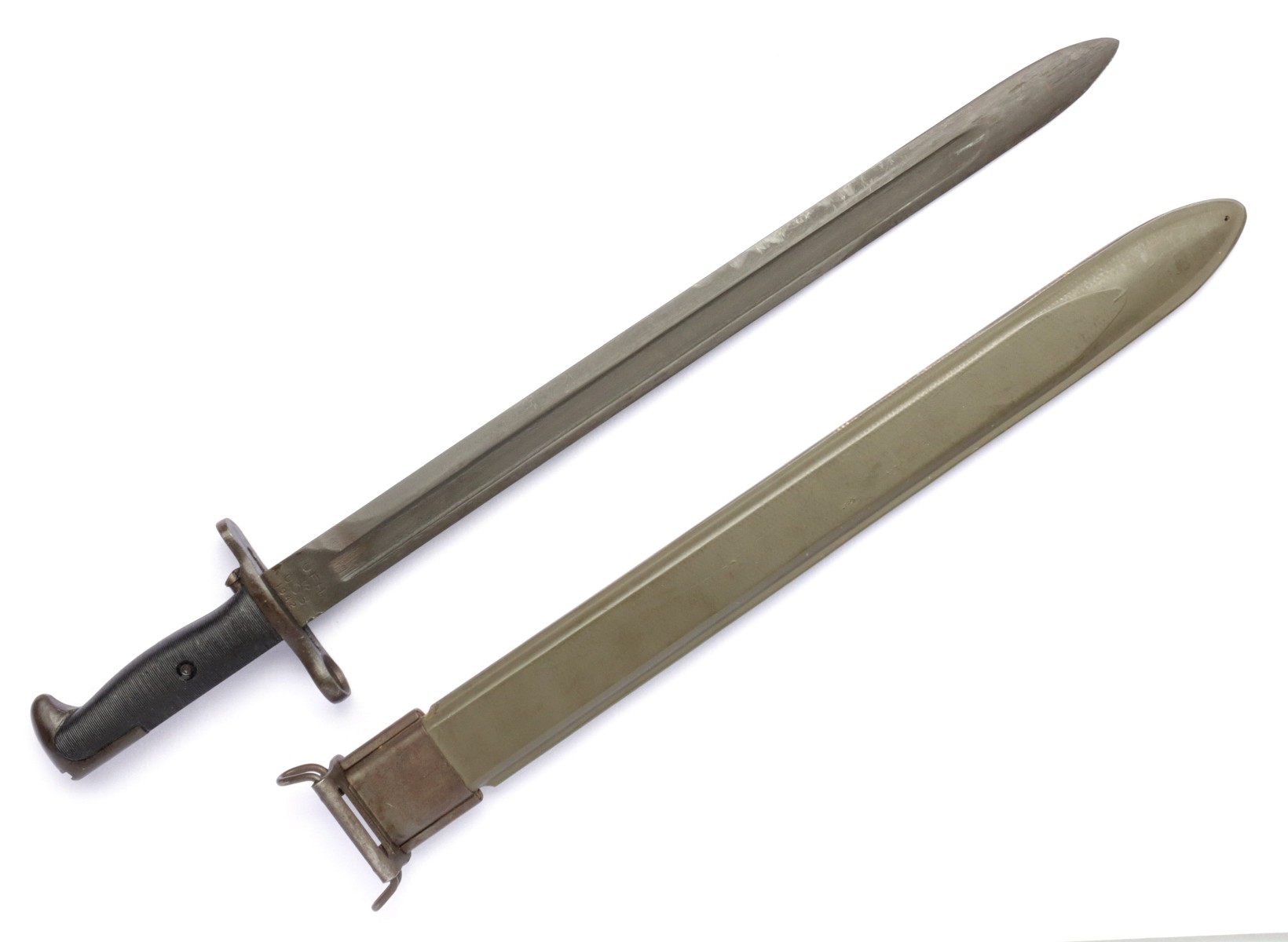 US ARMY M1942 UFH SPRINGFIELD BAYONET AND SCABBARD