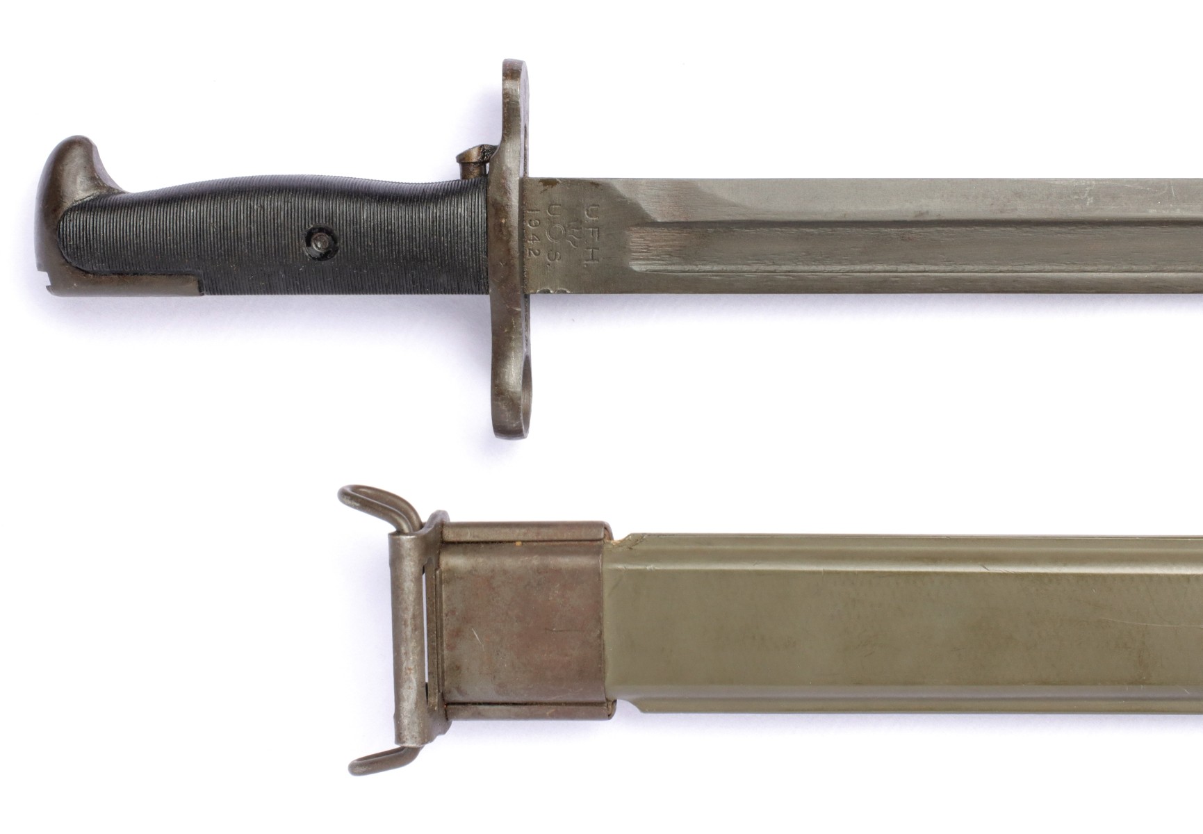 US ARMY M1942 UFH SPRINGFIELD BAYONET AND SCABBARD