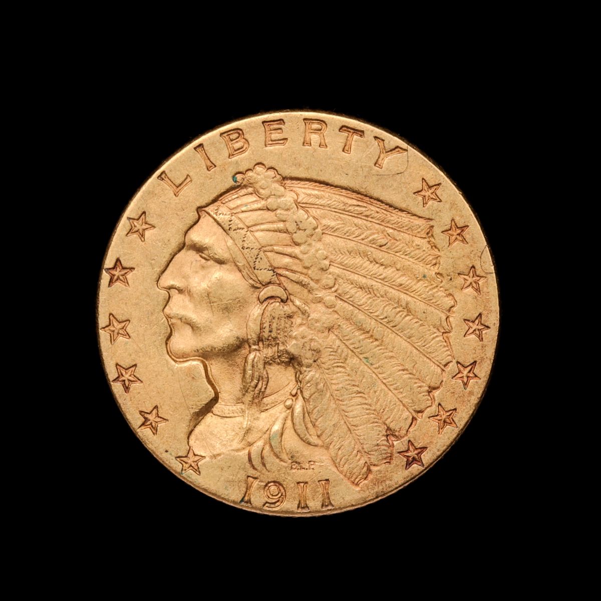 A 1911 $2.50 QUARTER EAGLE GOLD COIN