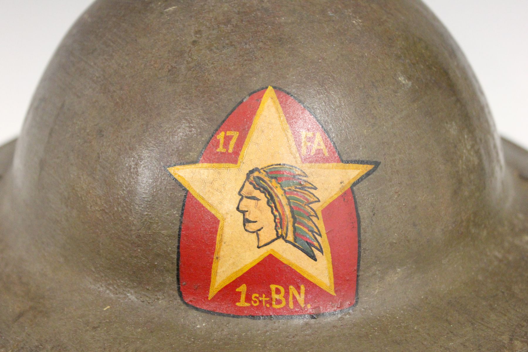 WWI US ARMY 17th FIELD ARTY 1ST BTN PAINTED HELMET