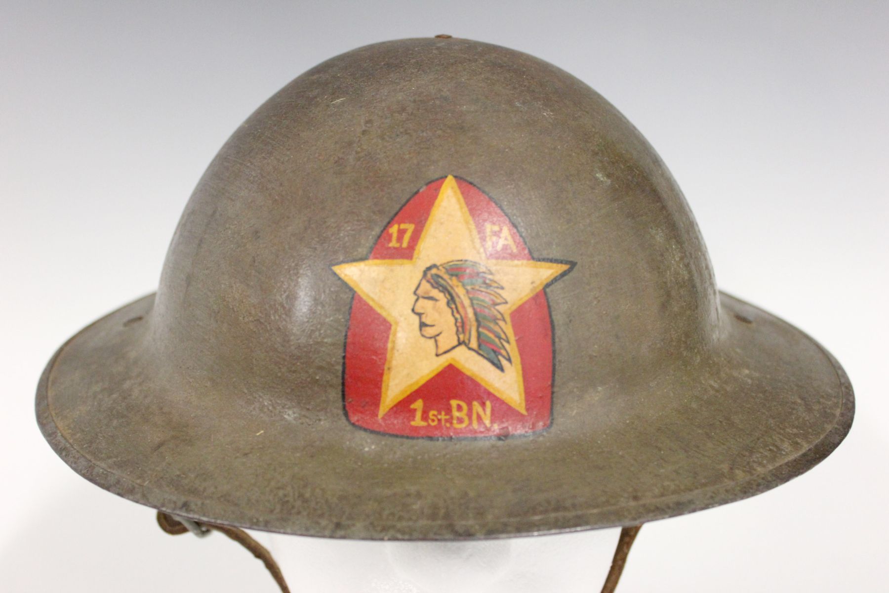 WWI US ARMY 17th FIELD ARTY 1ST BTN PAINTED HELMET