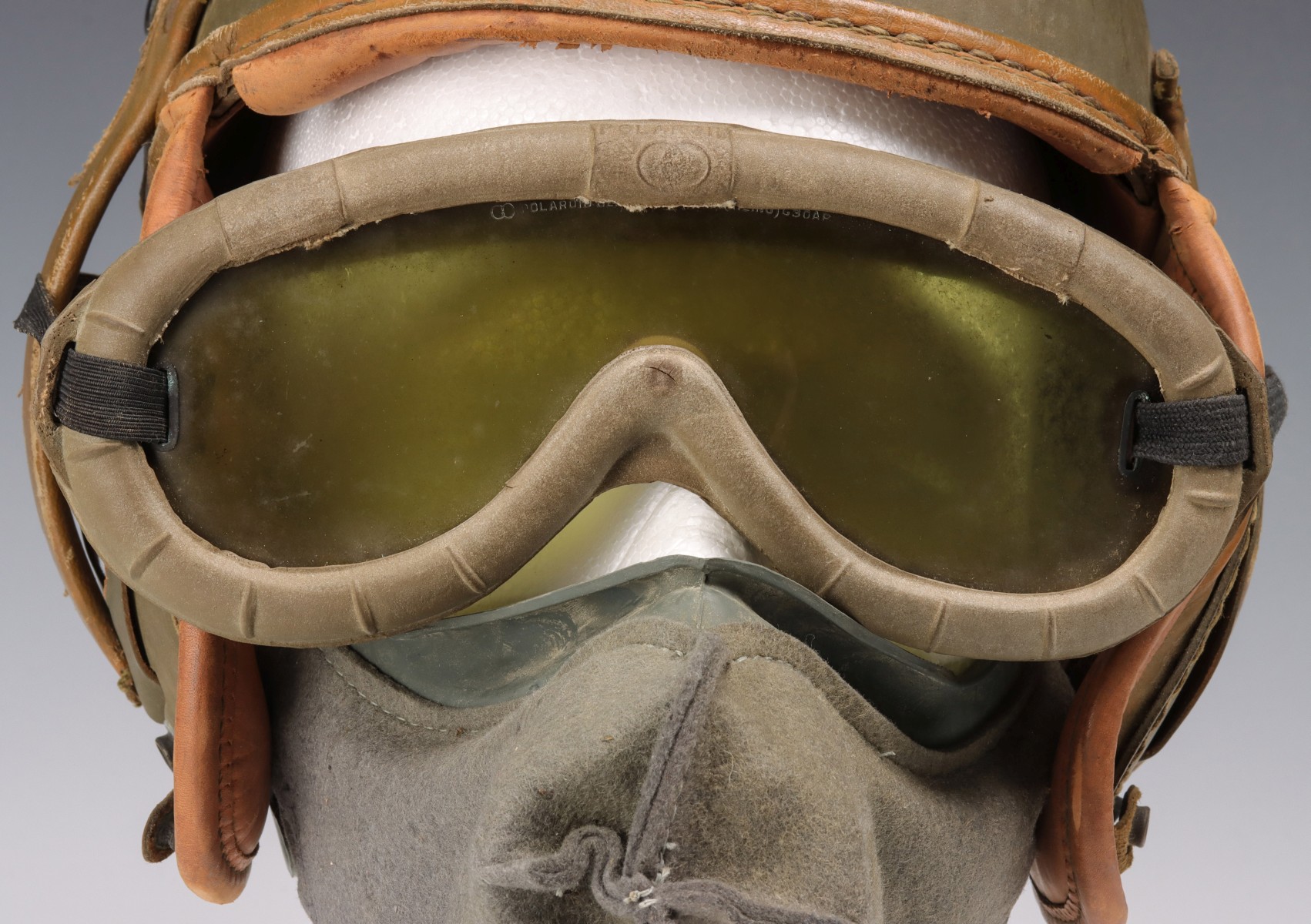 US ARMY TANKER HELMET, GOGGLES AND MASK GROUPING