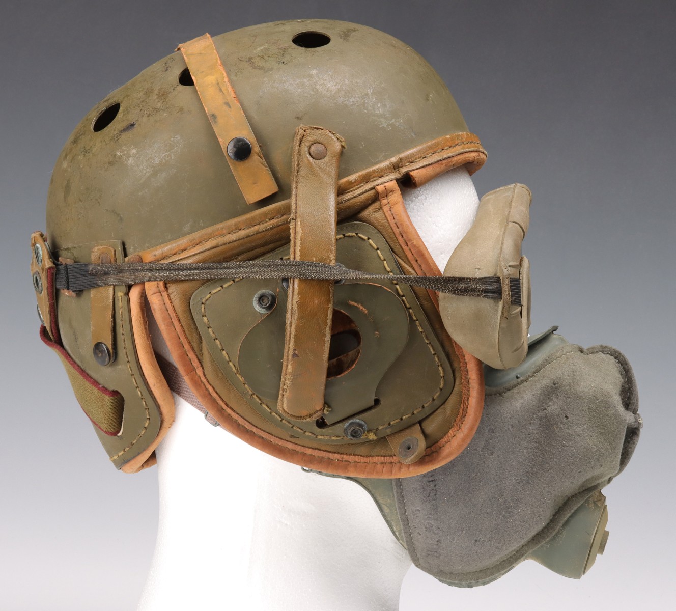 US ARMY TANKER HELMET, GOGGLES AND MASK GROUPING