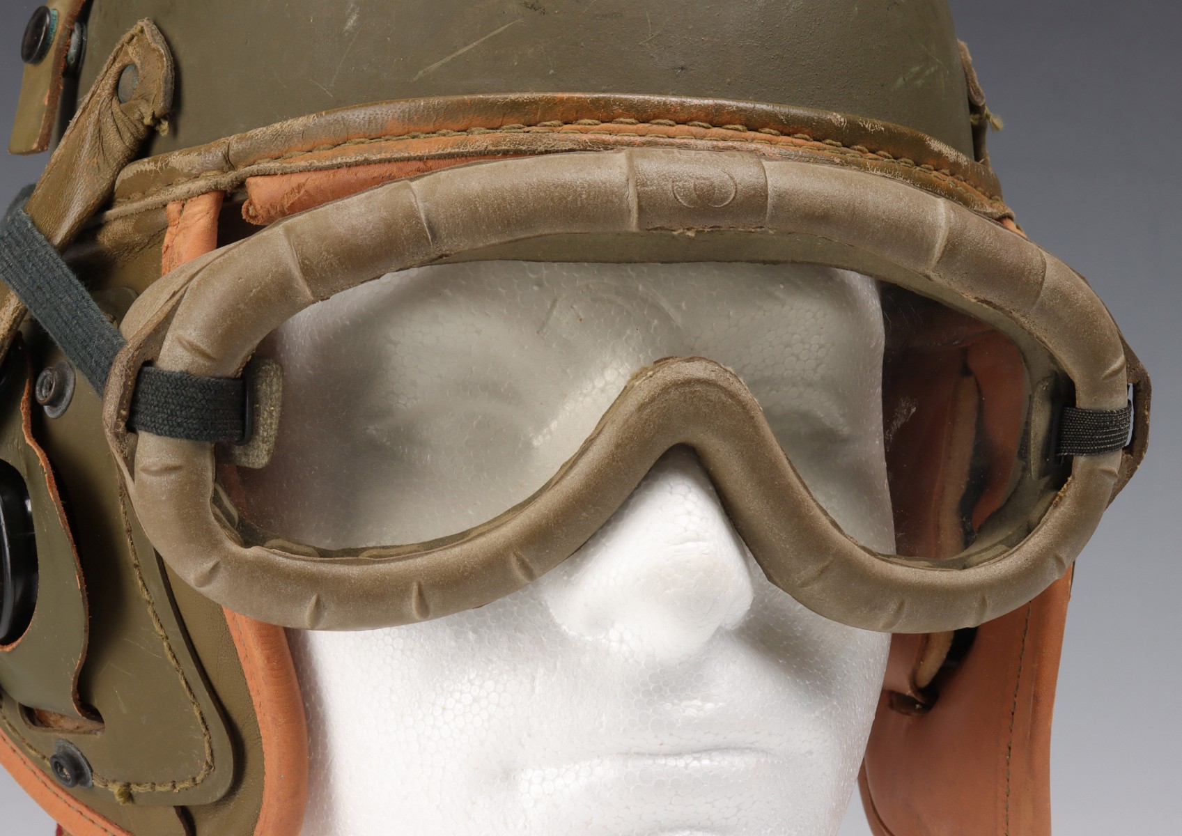 US ARMY TANKER HELMET AND GOGGLES GROUPING