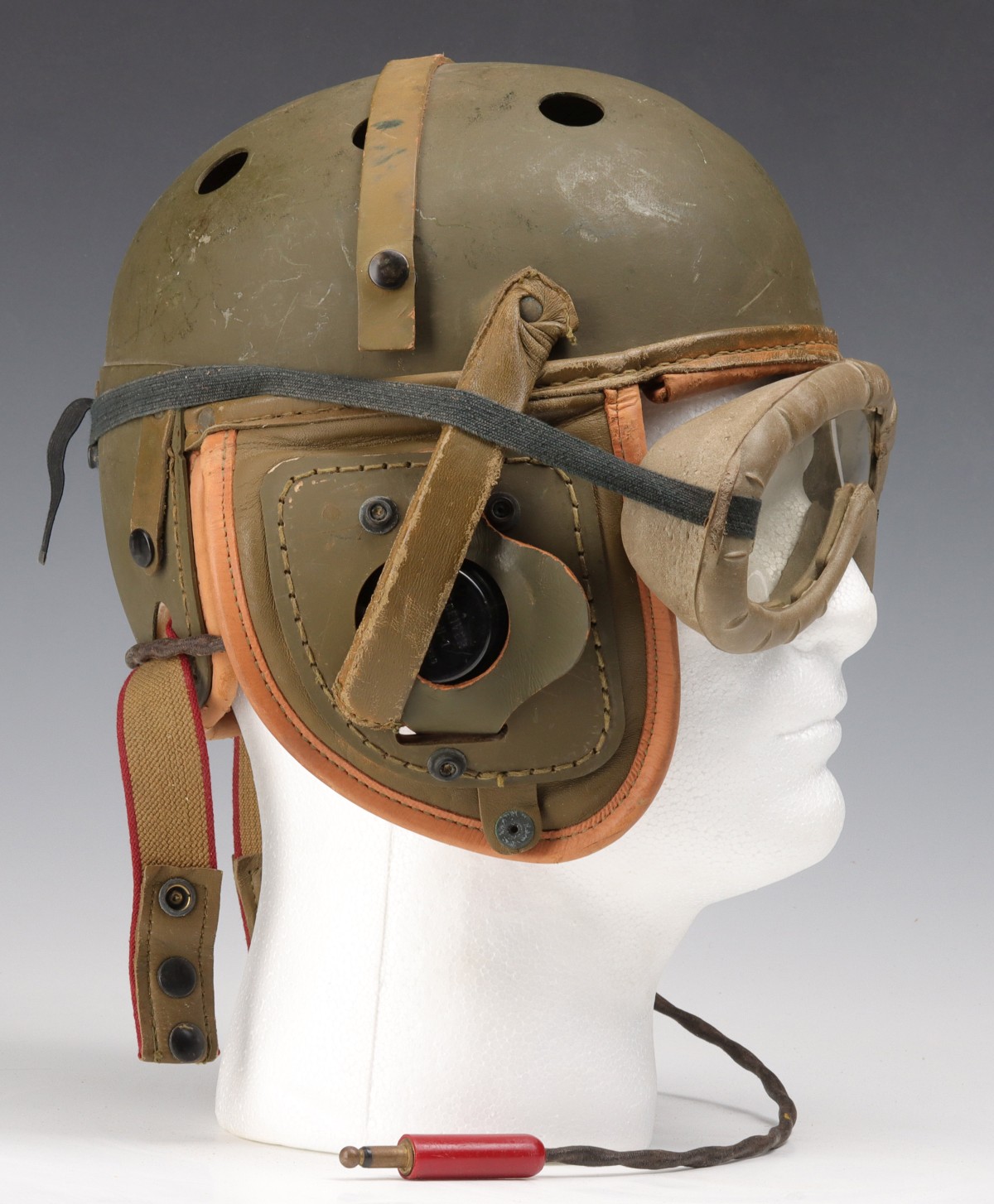 US ARMY TANKER HELMET AND GOGGLES GROUPING