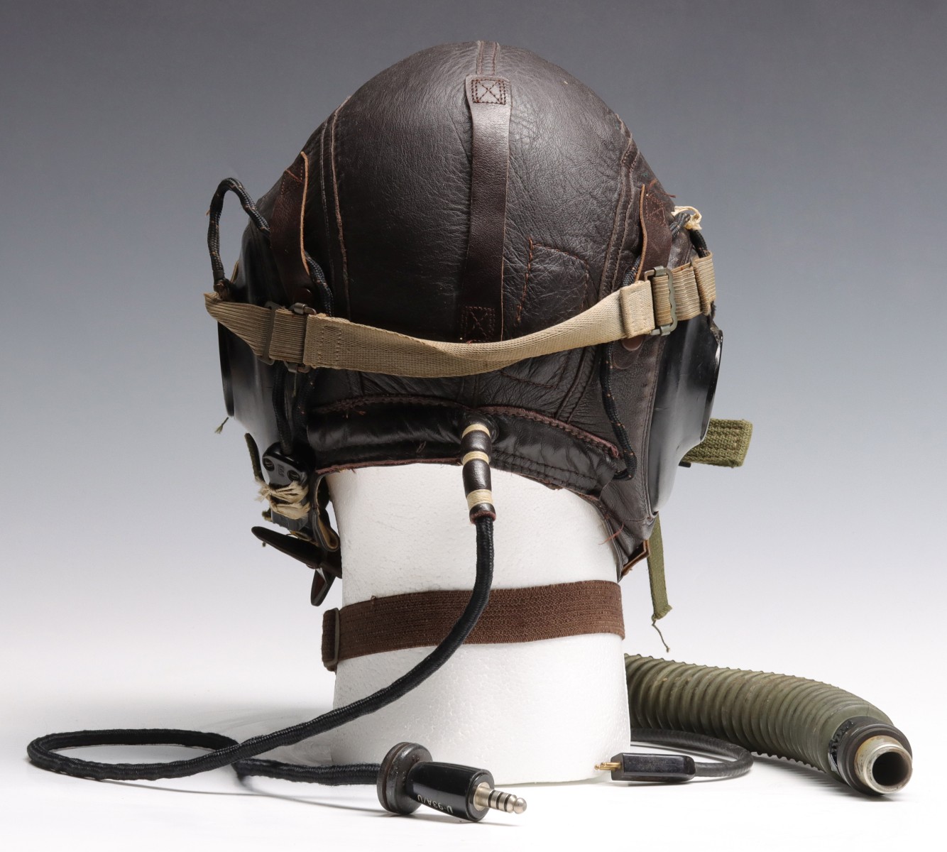 WWII ARMY AIR FORCE A-11 FLIGHT HELMET, AVIONICS, ETC