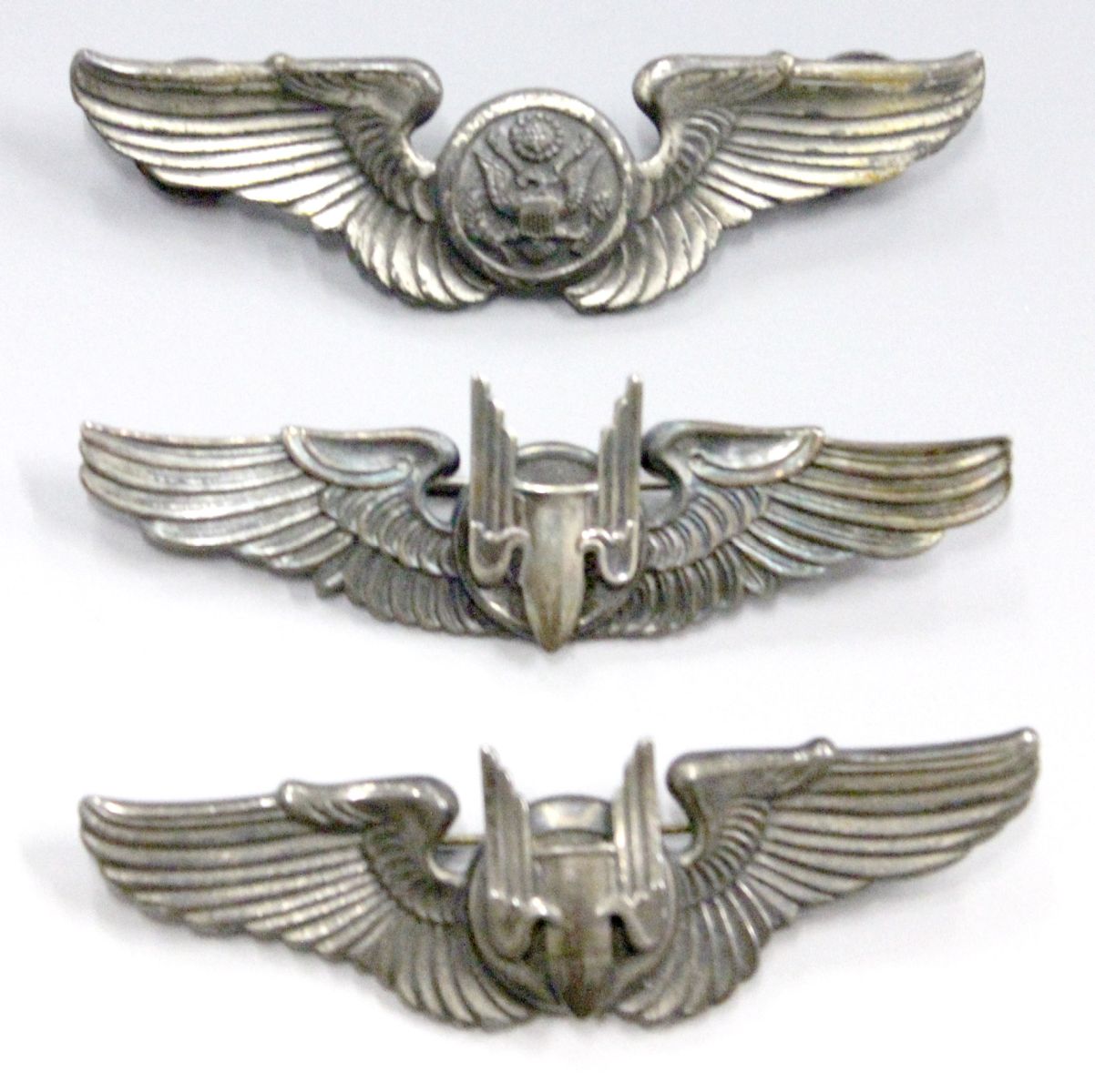 FIVE STERLING AAF WINGS, BOMBARDIER, GUNNER, AIR CREW