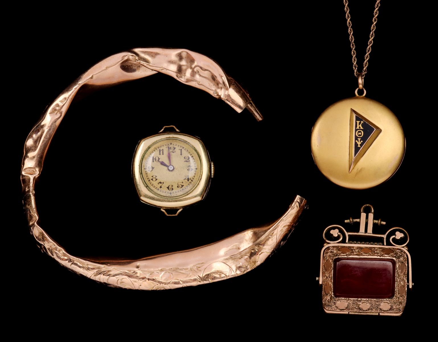 A COLLECTION OF ESTATE JEWELRY WITH 10K GOLD