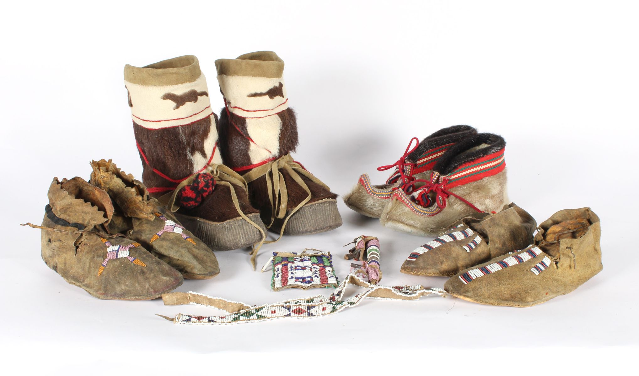 PLAINS INDIAN BEADWORK & MOCCASINS WITH ESKIMO MUKLUKS