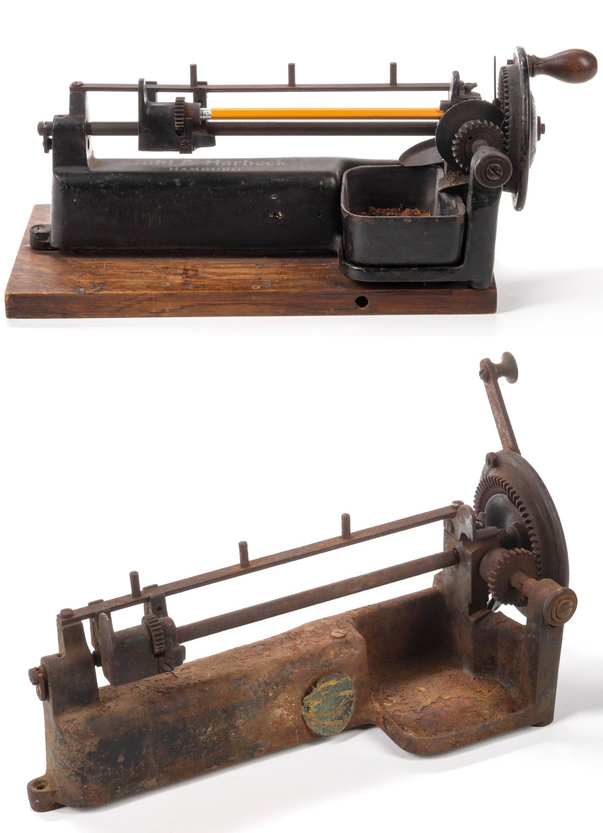 TWO GUHL & HARBECH CIRCA 1900 IRON PENCIL SHARPENERS