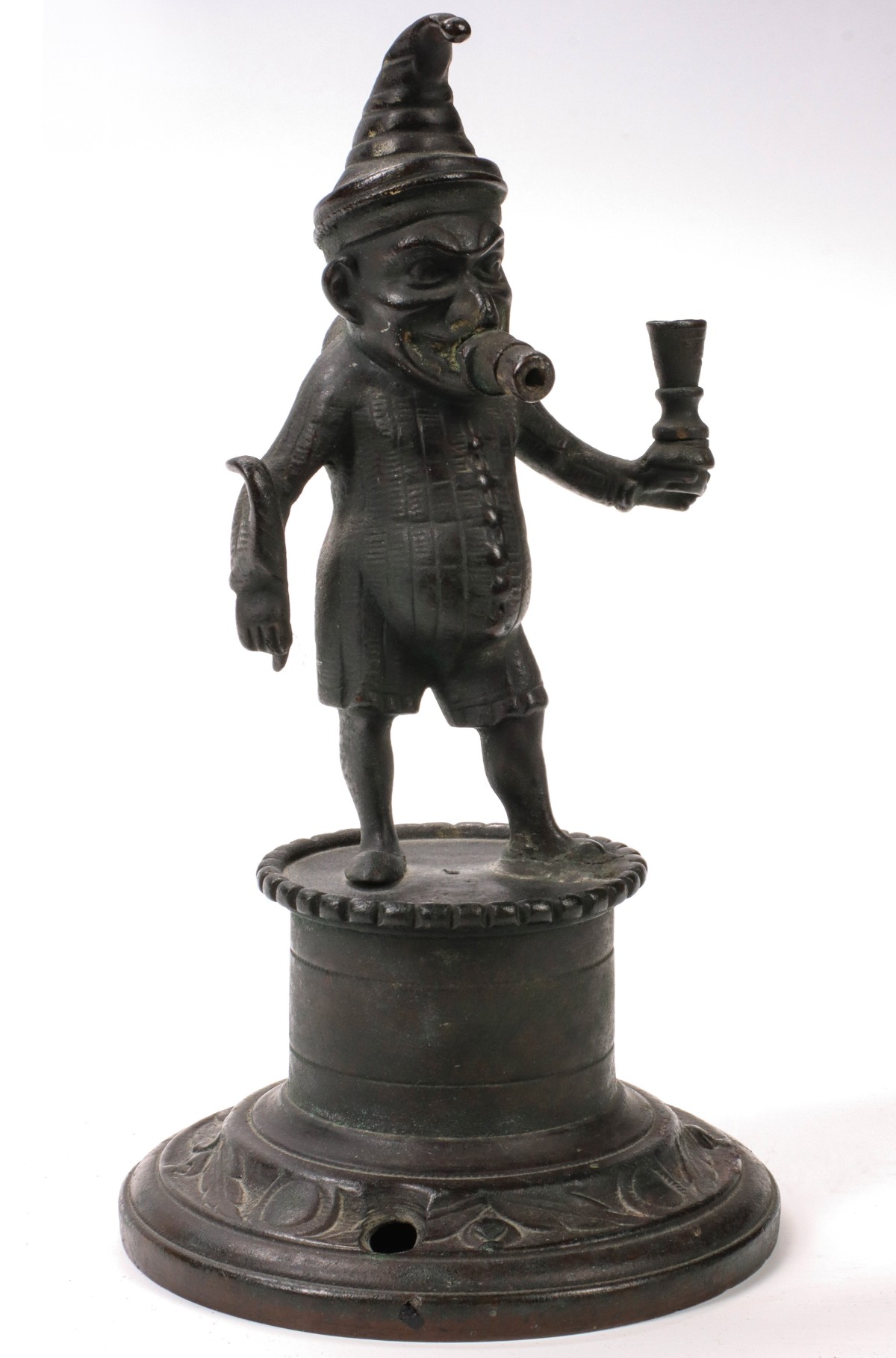 A BRONZE CIGAR LIGHTER IN THE FORM OF MR. PUNCH C. 1880