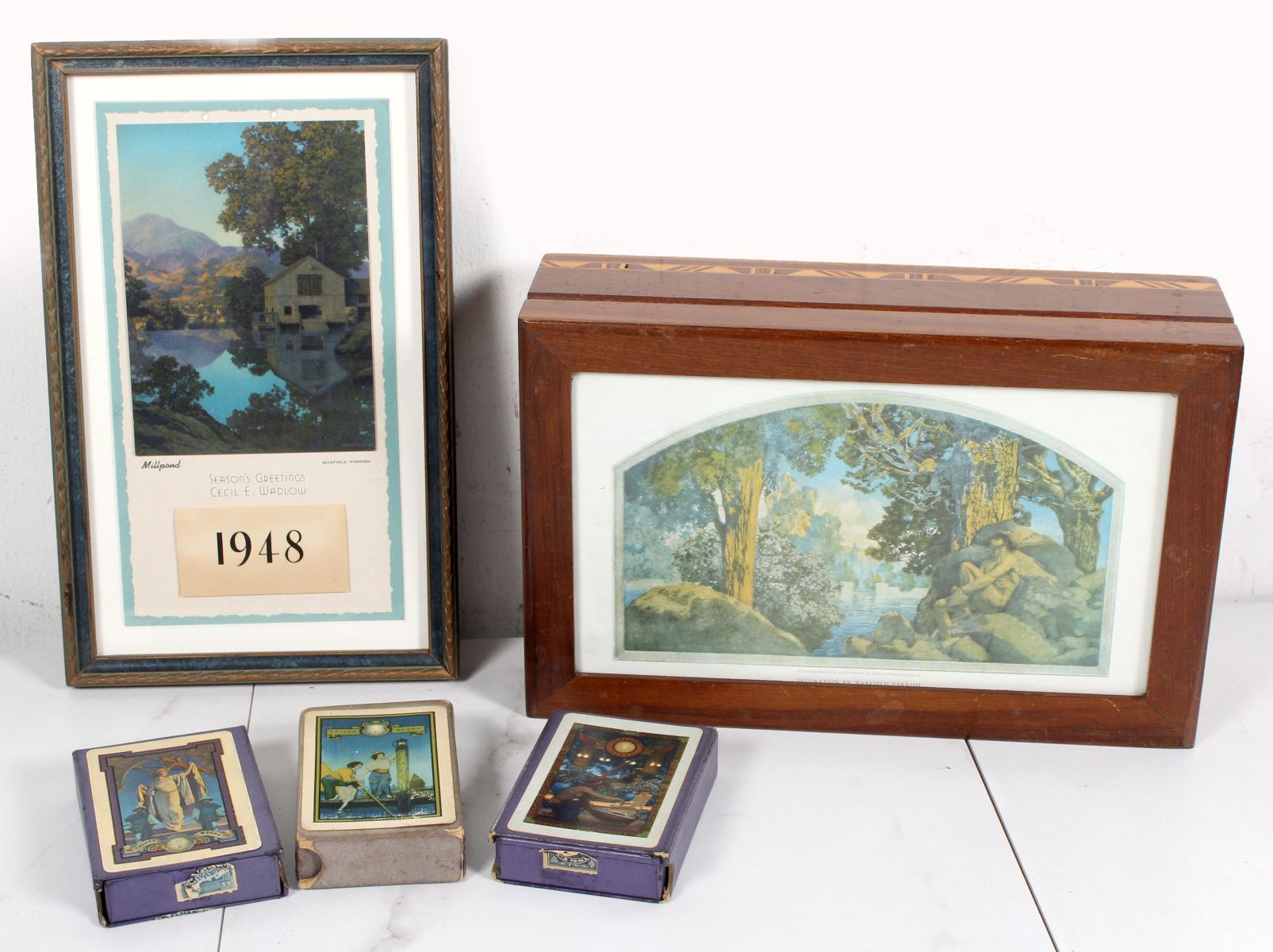 BOX, CALENDAR, CARDS WITH MAXFIELD PARRISH ILLUSTRATION