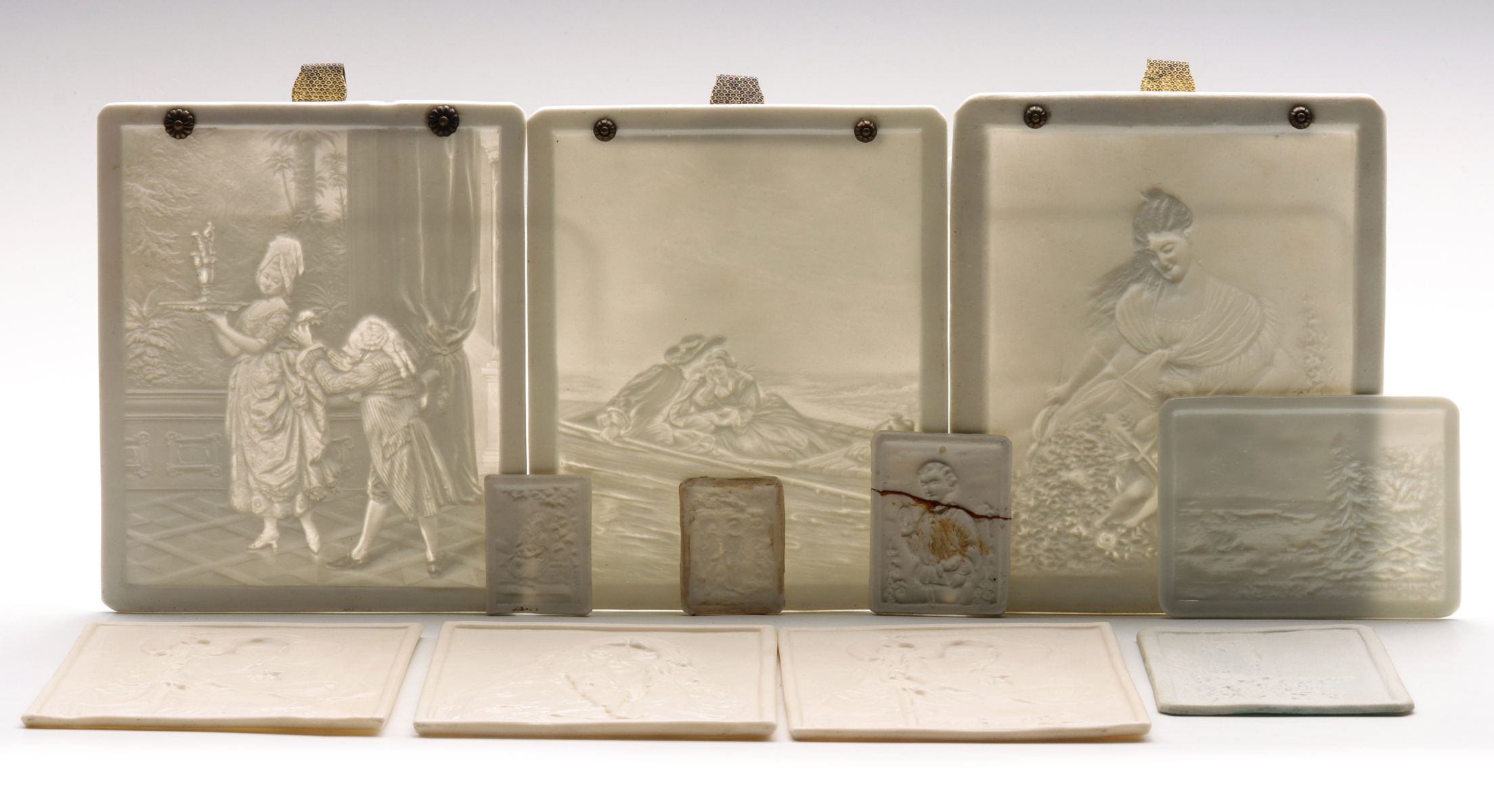 A COLLECTION OF TEN 19TH C. PORCELAIN LITHOPHANE PANELS