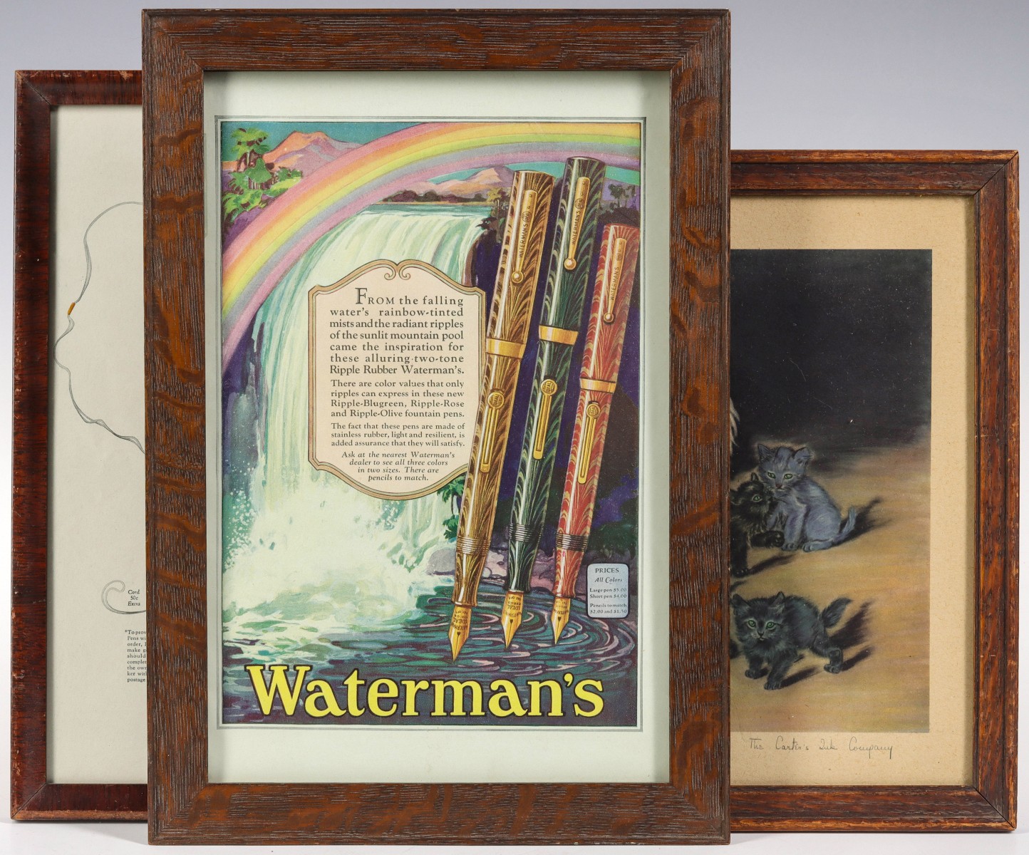 ADVERTISING FOR CARTER'S INK, PARKER PENS, WATERMAN'S