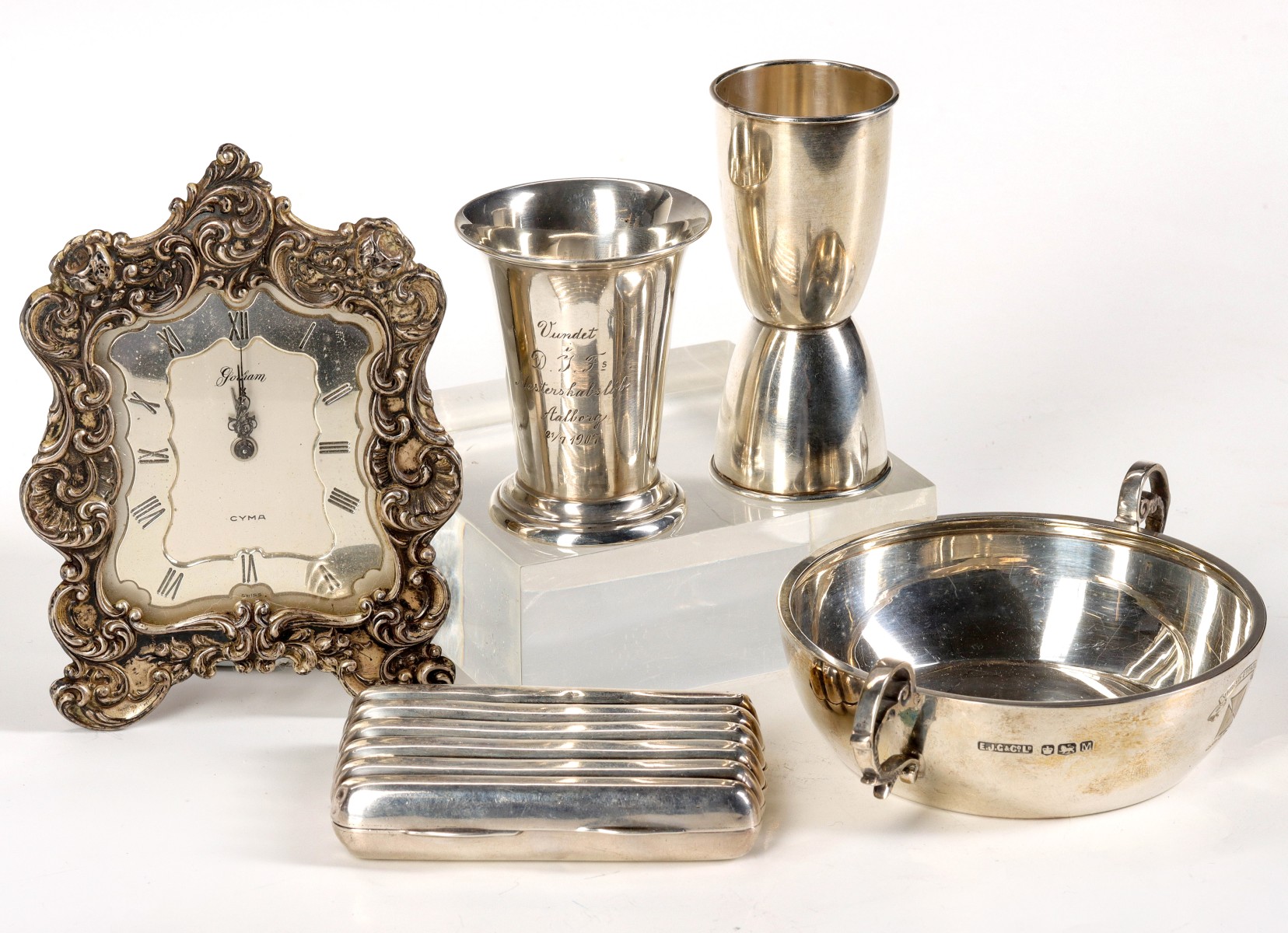 FIVE VINTAGE STERLING SILVER ARTICLES