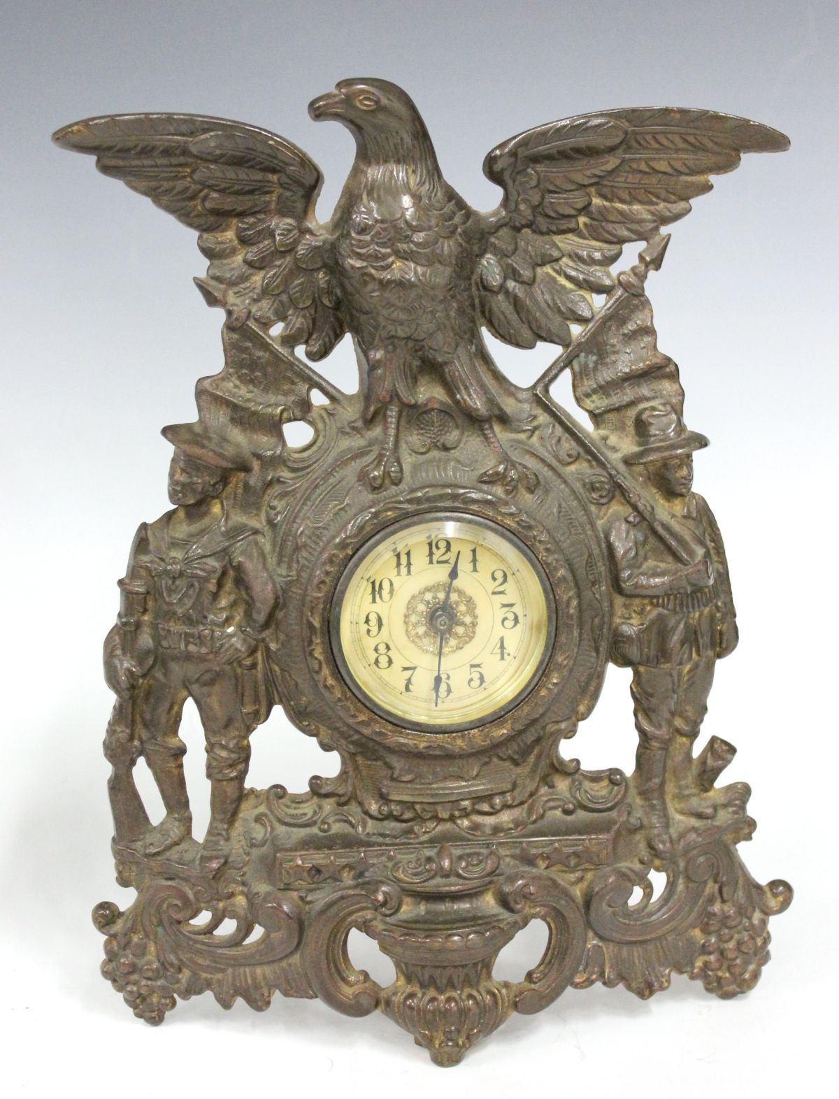 CAST IRON CLOCK COMMEMORATING THE SPANISH-AMERICAN WAR