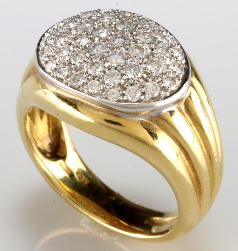 AN 18K FASHION RING WITH 44 PAVE' SET DIAMONDS    