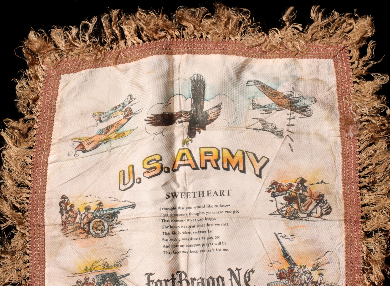 FOUR SATIN WORLD WAR TWO PILLOW COVERS