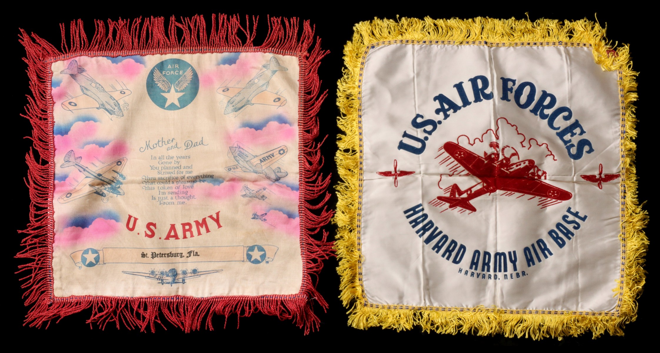 HARVARD NEBRASKA AND OTHER WORLD WAR TWO PILLOW COVERS