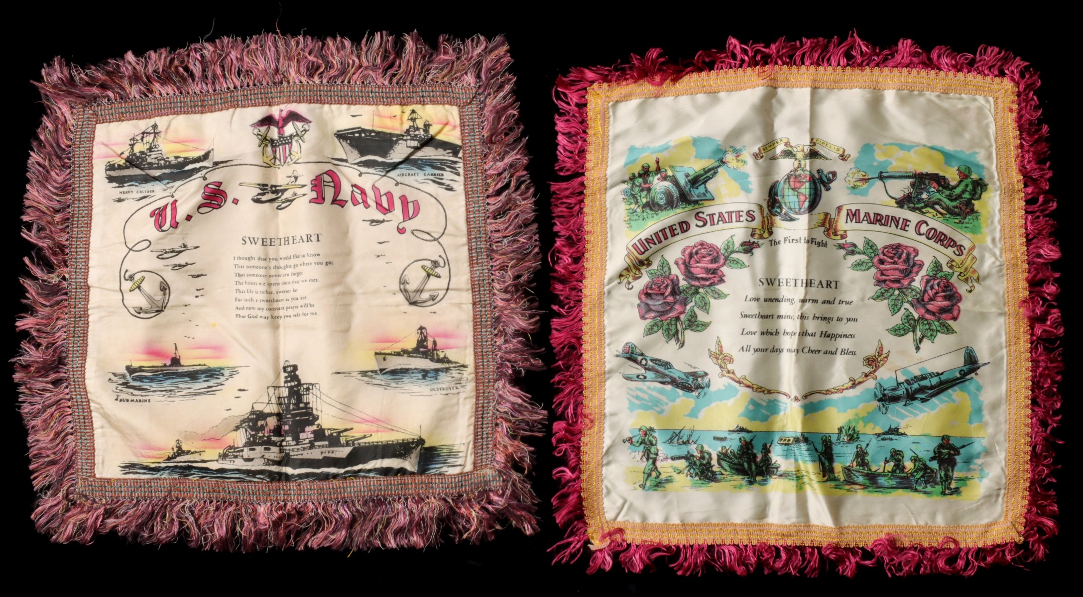 HARVARD NEBRASKA AND OTHER WORLD WAR TWO PILLOW COVERS