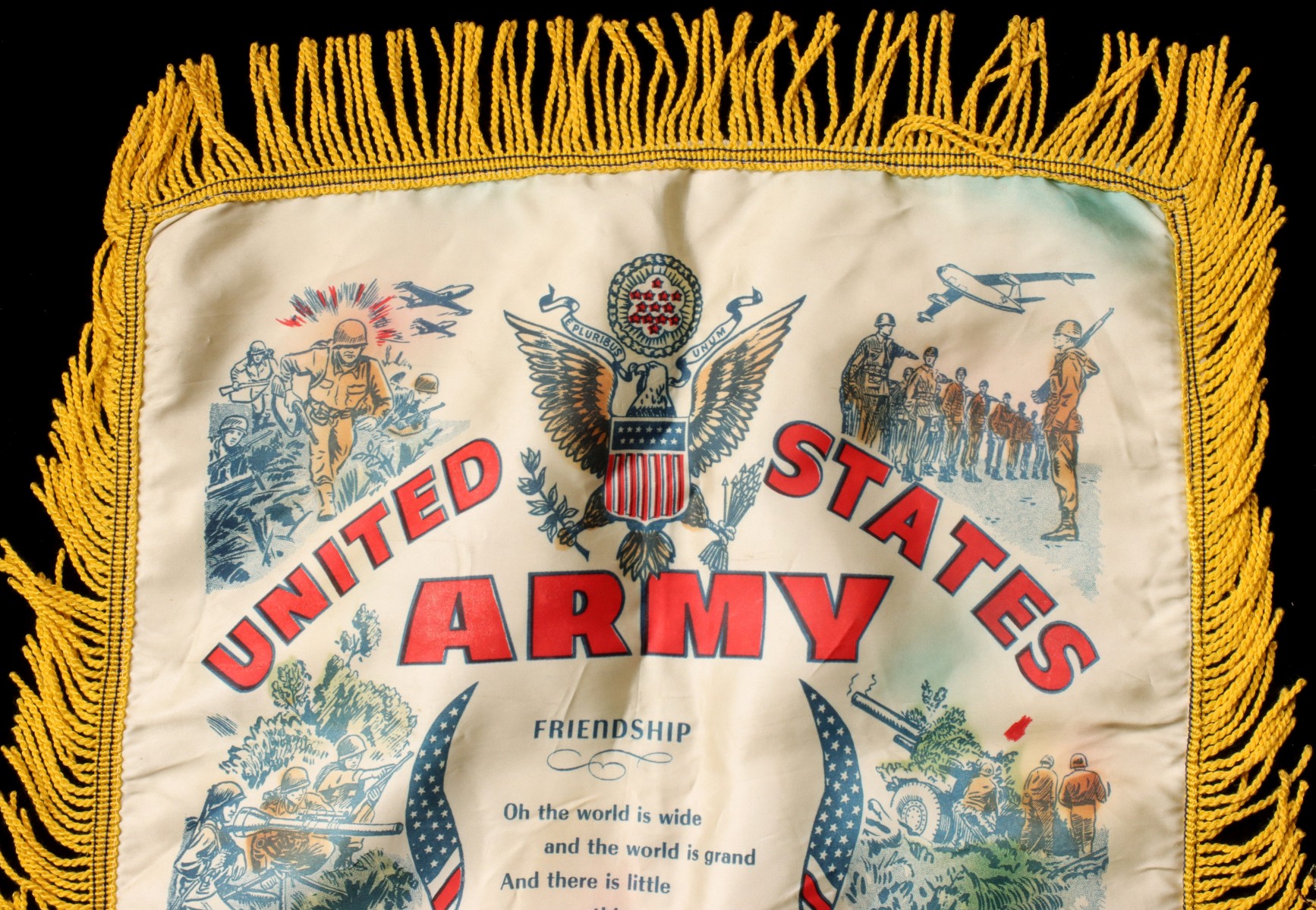 ARMY AND NAVY SATIN WORLD WAR TWO PILLOW COVERS